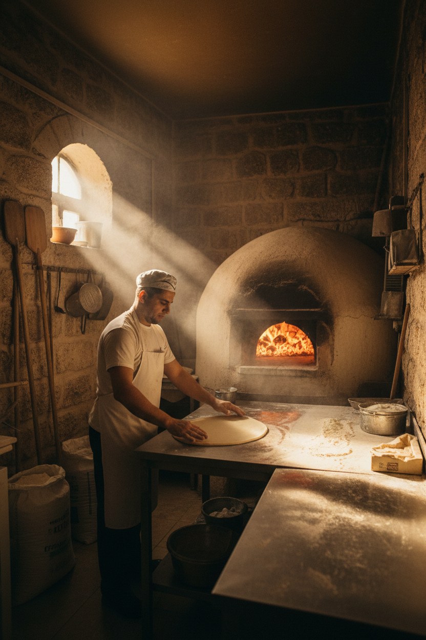 Köz Kutu ustası taş fırında lahmacun çeviriyor